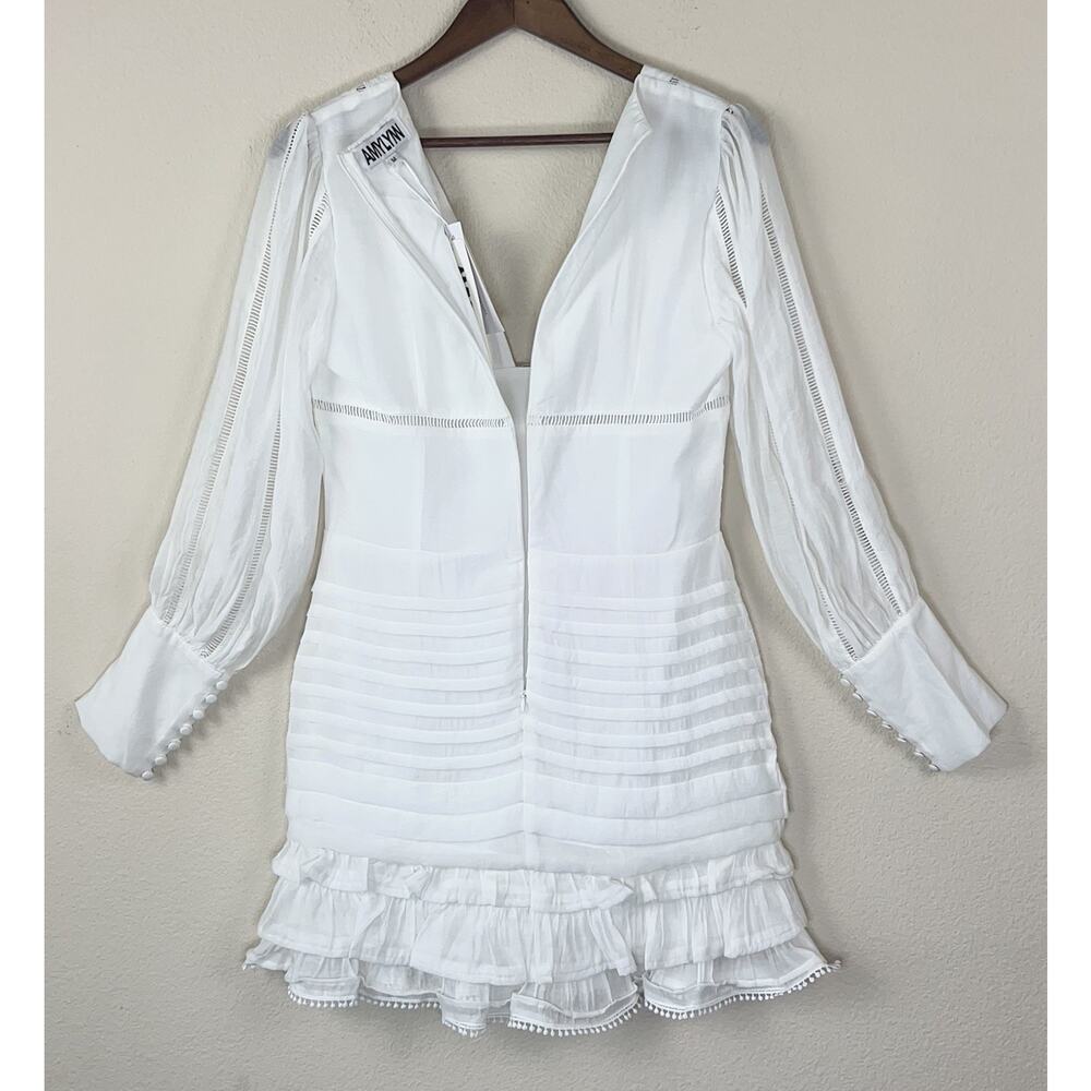AMYLYNN White Romantic Ruffle Mini Dress M Long Sleeve Cottagecore NWT - Picture 10 of 10